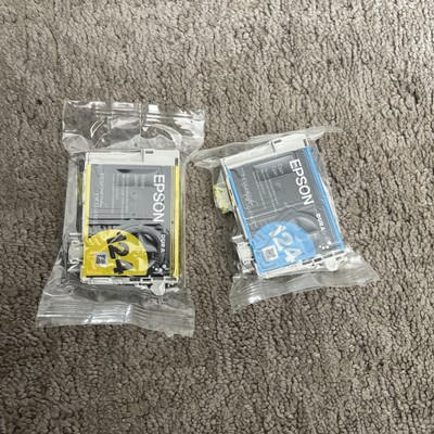  2-PACK GENUINE EPSON DURA Brite ULTRA 124 Magenta Yellow Ink Tank T1243 T1244