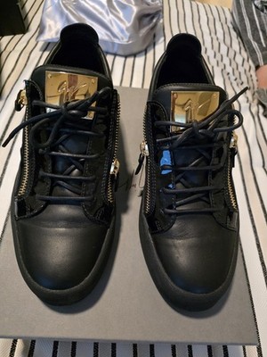 Giuseppe Zanotti Black Leather Double Zip Sneakers   Excellent Condition