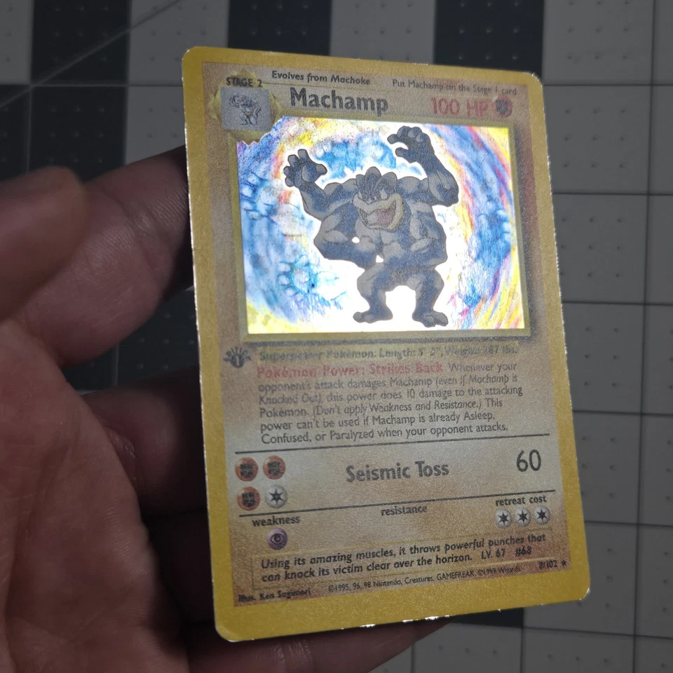 Machamp Cosmos Holo OC Miscut Error Pokemon Card Base Set 2 Starter Set 8/102 - Image 2 of 4