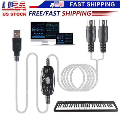 IN-OUT MIDI to USB Interface Converter Cable Music Keyboard PC Adapter Cord