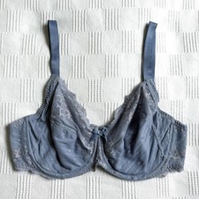 Chantelle Rive Gauche Full Coverage Unlined Underwire Bra Size 34DDD Blue Lace
