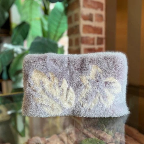 PRADA Lilac Mink Fur Tropical Clutch - Picture 1 of 10