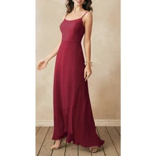 AW BRIDAL SZ 0 XS jester red Nicoline chiffon formal party maxi dress NEW B54