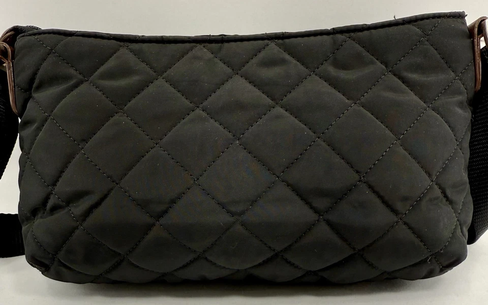 Antiguo Bolso de Hombro Azul Marino Acolchado Negro Imitación Piel Borde Invierno Usado en Excelente Condición Foto 4 de 4