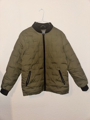Primark Unisex Bomberjacke XS grün/schwarz Polyester Reißverschluss Stehkragen