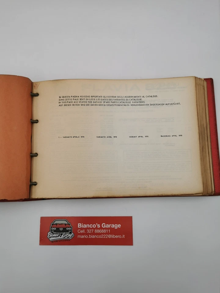 Manuale Lancia Flavia 820 Catalogo Ricambi - Immagine 3 di 4