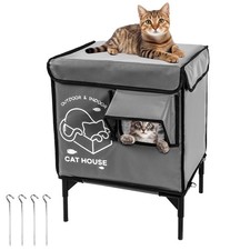 Cat House Outdoor, Indestructible Elevated Feral Cat Shelter Weatherproof wit...