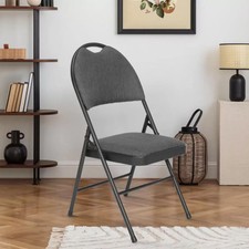 Star Elite High Back Padded Fabric Folding Chairs 4 Pack in Grey