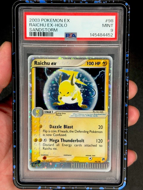 2003 POKEMON EX SANDSTORM #98 RAICHU EX-HOLO PSA 9 silver border new cert 