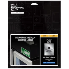 Avery Metallic Asset Tag Labels, 3-3/4 x 2", Laser, 64 Waterproof