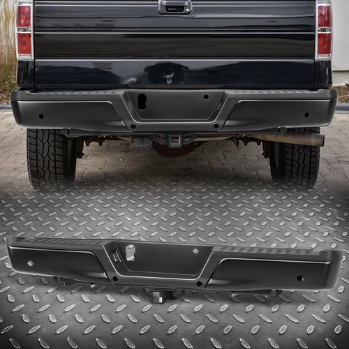 For 15-20 F150 Rear Bumper Assembly w/Sensor Hole & Towing Hitch Receiver Black