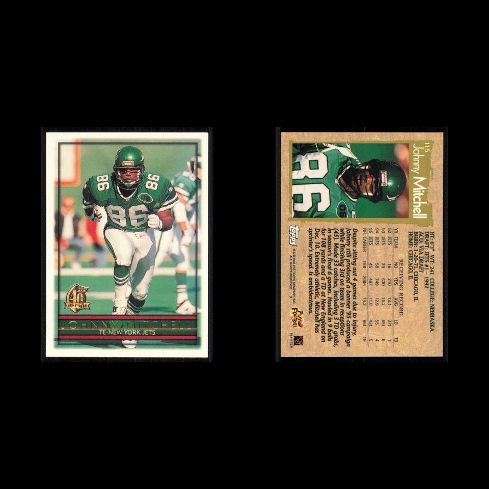 Johnny Mitchell #115 1996 Topps New York Jets Football Card NFL NM - Image 3 of 3