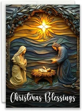 Nativity Blessings Religious Christmas Card - Pack of 24