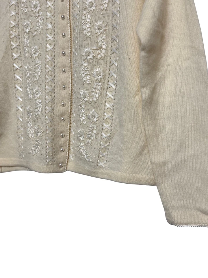 Cardigã Feminino Vintage Talbots Dinheiro Antigo Mescla Angorá Tamanho P Cottagecore Luxo - Imagem 3 de 4