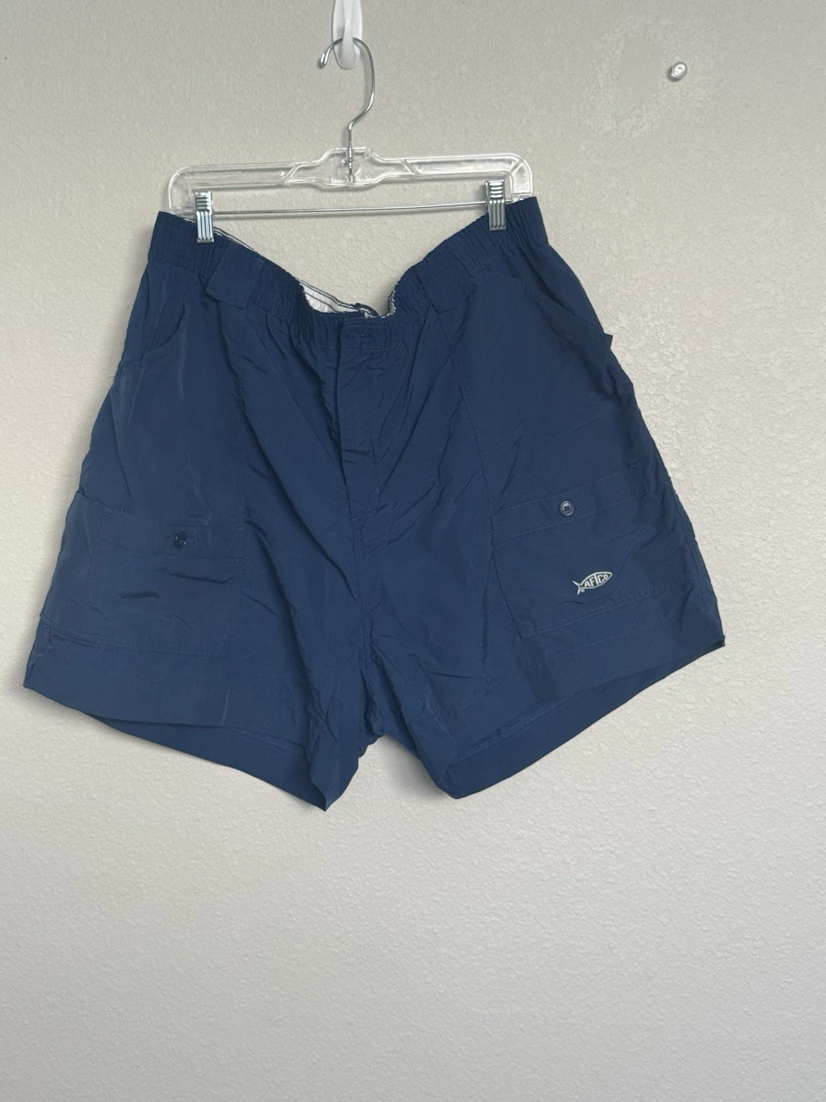 AFTCO Fishing Shorts Mens Size 46 Blue Nylon Utility Cargo Pockets Outdoor