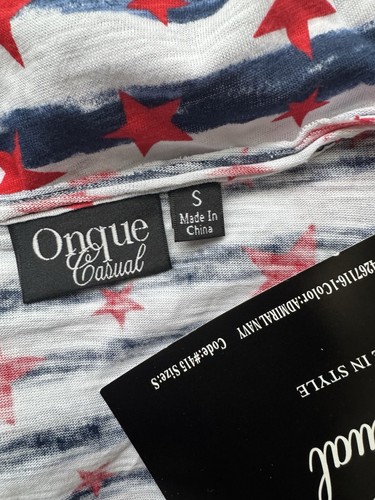 Women's Patriotic T-Shirt USA Flag SML 4th of July V-Neck Short Sleeve Top Bling - Picture 3 of 5