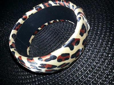 Bracelet, bangle, animal print fabric 2 3/4'' well made, cute, free US ship, new