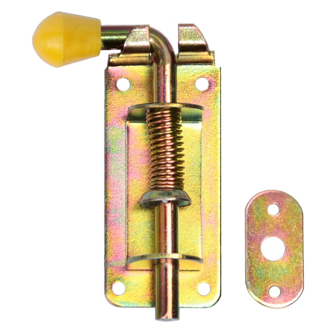 Spring bolt 60/6 mm bolt lock door lock gate lock Yellow with hook