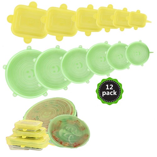 12x Dehnbar Silikondeckel Frischhalte Silikon Stretchdeckel Abdeckung BPA Frei - Bild 1 von 8