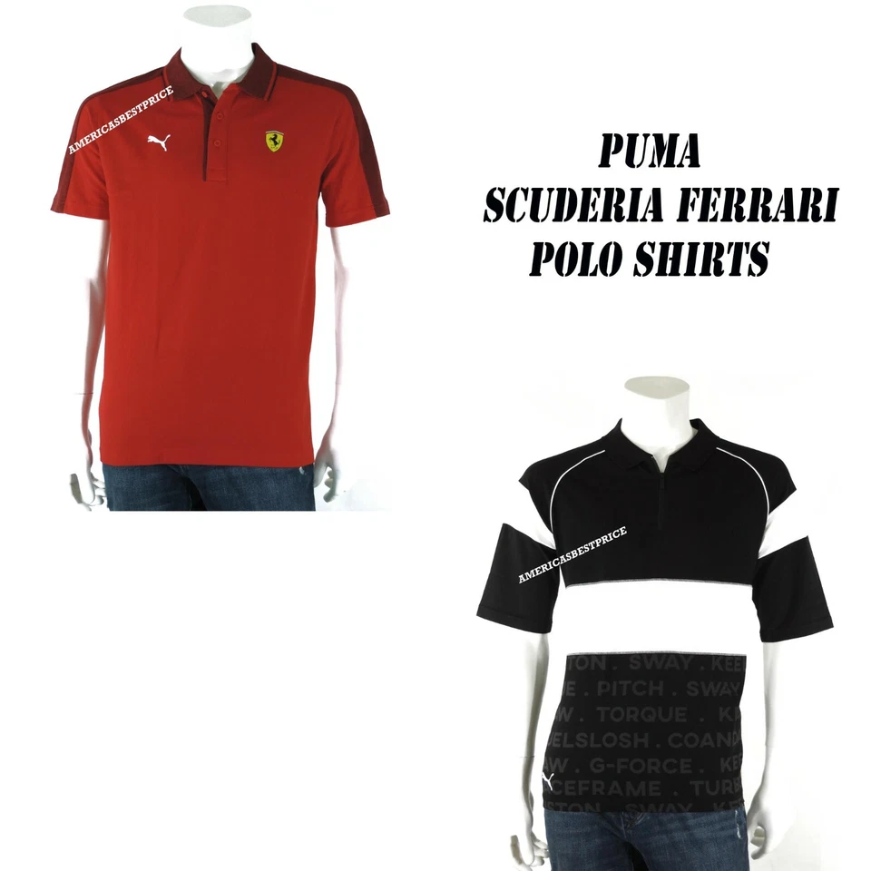 PUMA NEW MEN'S SCUDERIA FERRARI STREET POLO SHIRT RED & BLACK SPORT SHIRTS NWT - Image 1 of 1
