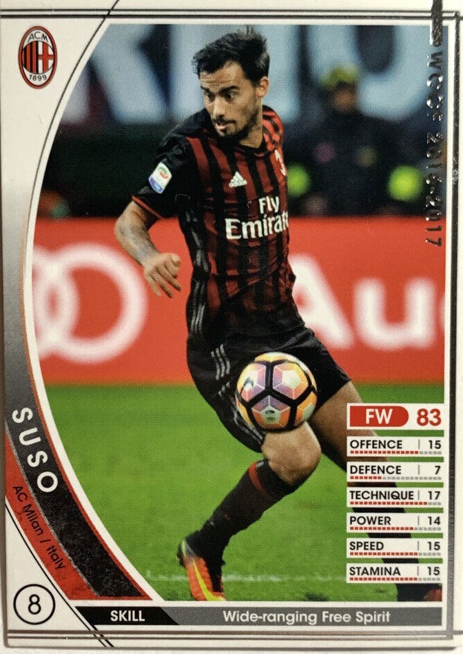 Suso WCCF PANINI soccer card Japan sports 291/389 2015-2016 Fight