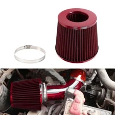 Red 3" 76mm High Flow Inlet Cold Air Intake Cone Replacement Dry Air Filter