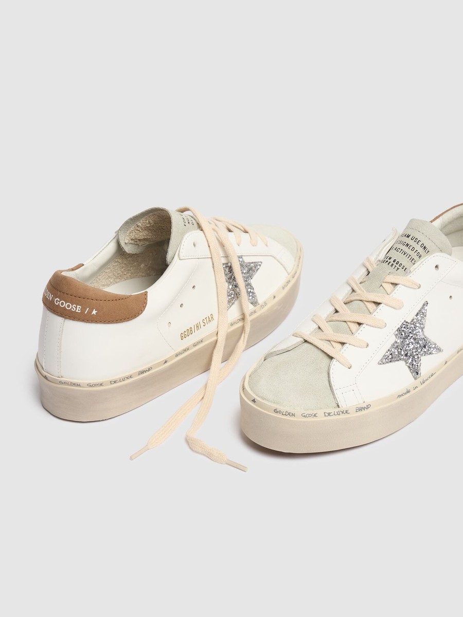 GOLDEN GOOSE Hi Star Women's White/Brown Glittered Low Top