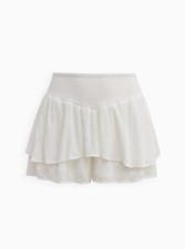 Torrid 3.5 Inch Short Gauze High-Rise Ruffle Hem Short White 4 4X 26 E56915