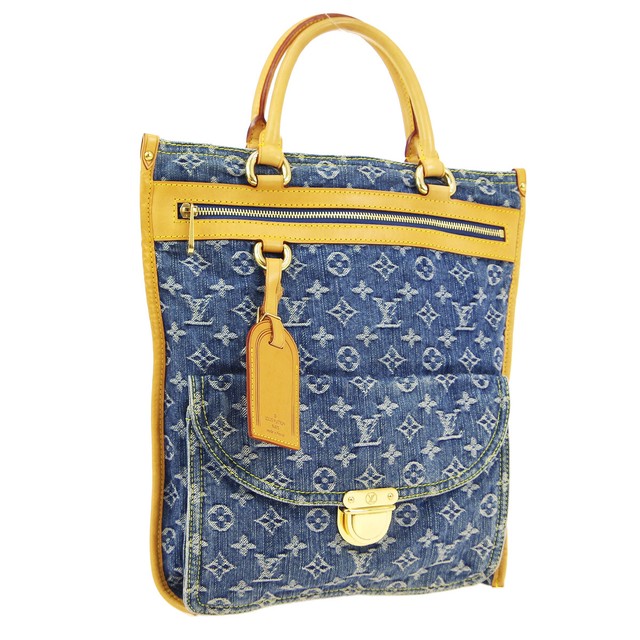 LOUIS VUITTON FLAT SHOPPER HAND TOTE BAG AS1028 MONOGRAM DENIM M95018