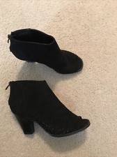 CL by Laundry black suede peep toe ankle boots - womens 6M