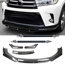 Carbon Fiber Black Front Bumper Lip Chin Body Kit Spoiler For Highlander 08-21
