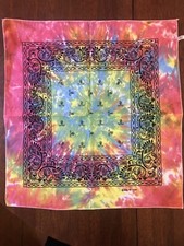 Tie Dye Paisley Bandana, 100 Cotton, 2 Sided. Hand Dyed W/ Pro Dye