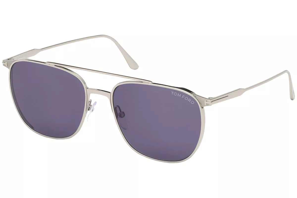 TOM FORD KIP FT0692 16V Sunglasses Shiny Palladium Frame Blue