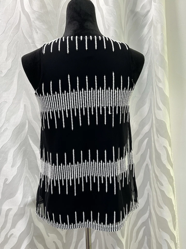Alfani Petite Embroidered Sheer Mesh Lined Black Tank Top Size PS - Image 3 of 4