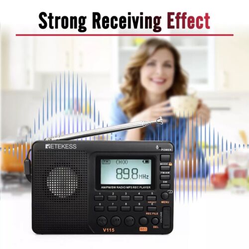 Radioaficionado portátil Retekess V115 AM/FM/SW TR112 alarma SOS multibanda - Imagen 3 de 25