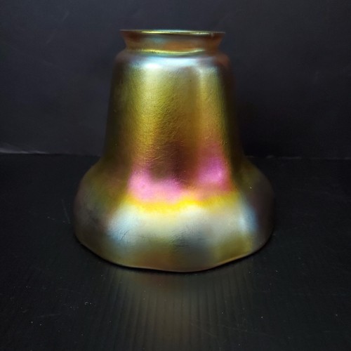 Antique Vtg Signed Steuben Art Glass Shade Gold Aurene Iridescent - Picture 5 of 24