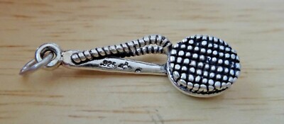 Sterling Silber 3D 28x9mm 3,1g Spa Bad Rücken Schrubber Bürste mit Griff Charm!
