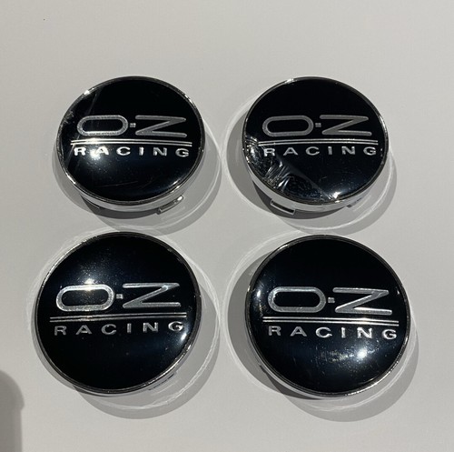OZ RACING Black & Silver Wheel Center Caps Silver 60mm Emblem 4pc JDM ...