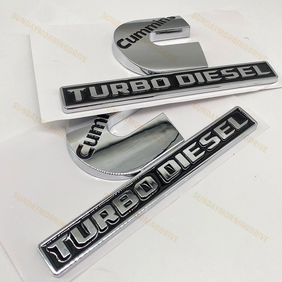2X Cummins Turbo Diesel Emblems For RAM 2500 3500 Fender Nameplates 55078116AA Foto 4 de 4