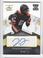 2021 Ultimate Leaf Draft /10 JERMAR JEFFERSON Rookie AUTO card #BA-JJ2! Lions #d