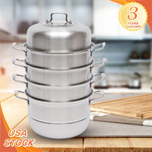 Stainless Steel 5 Tier Pot Steaming Food Steamer Cooking Cooker Cookware Large