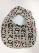 Baby Bib Punky Rabbits Handmade Super Cute Kawaii Infant Bib Blue Bolt