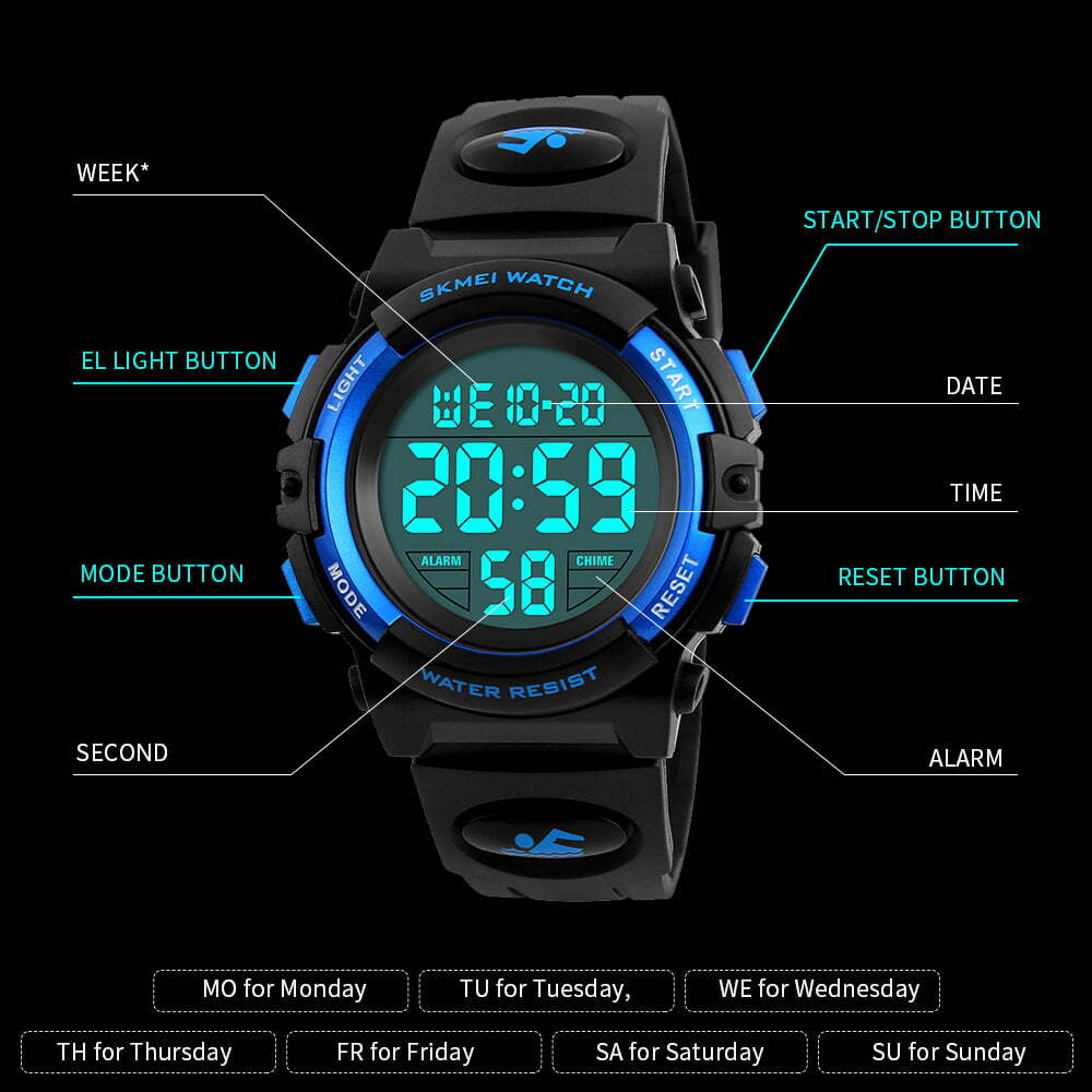 Waterproof Digital Electronic Watch Mens Womens Boys Girls Sports LED Watches eBay