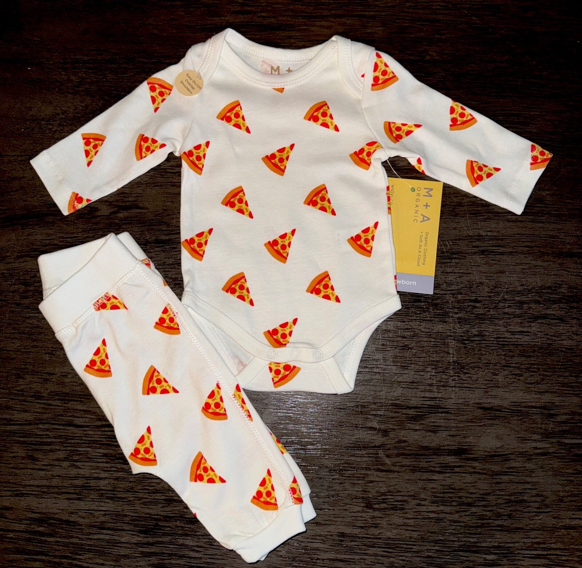 M+A by Monica Andy Organic Cotton Baby First Moves Set- PIZZA