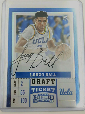 Lonzo Ball Autograph Auto Rookie 14/99 Card # 51 NBA Basketball