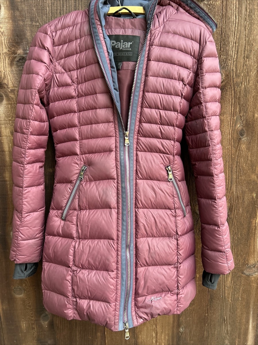 Pajar Canada Womens Down Coat Hooded Jacket Burgundy XS TP AS IS eBay