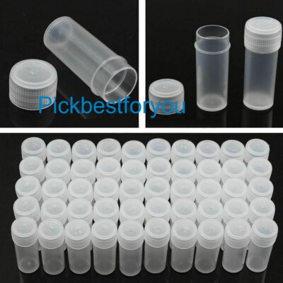 100Pcs 5ml Volume Plastic Small Bottle Vial Storage  Sample Collection  #E2