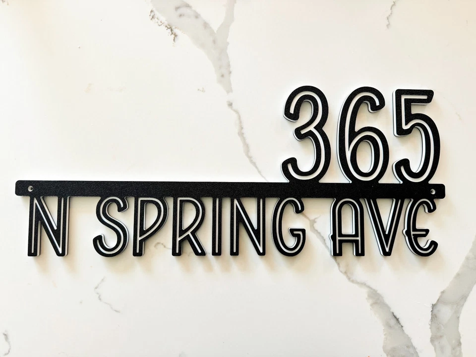 Placa de dirección flotante con letrero de números de casa moderna Foto 2 de 4