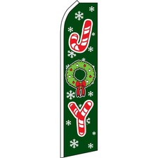Joy Candy Cane Xmas Wreath 2 1/2 ft X 11 1/2 ft Polyester Swooper Flag