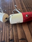 Vintage Creek Chub Red and White Wooden Jointed  Pikie Lure with glass eyes — photo 9